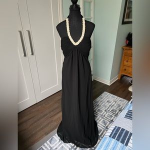 Joseph Ribkoff Pearl Collar Black Halter Dress.